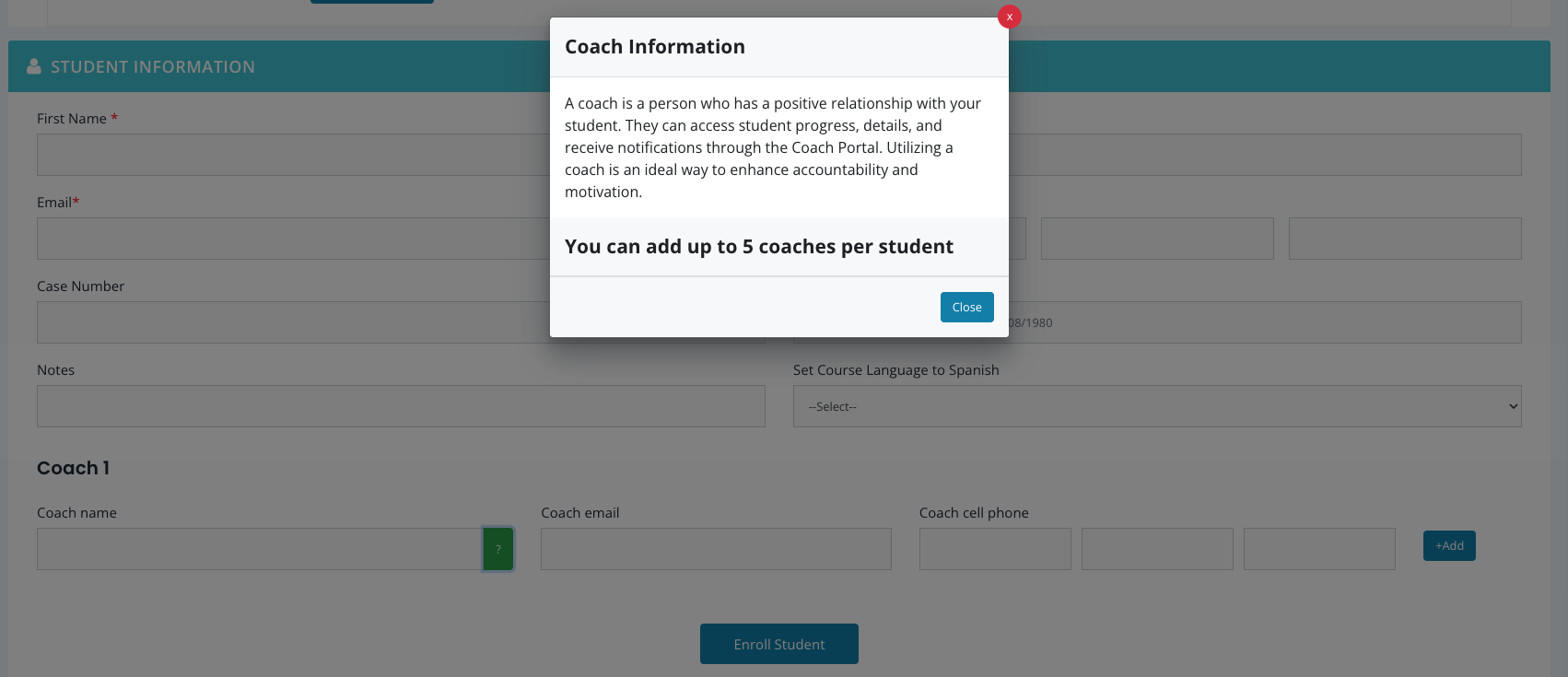 Coach Enrollment